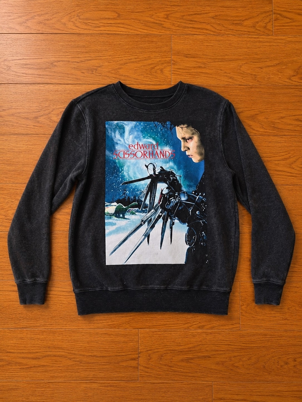 Edward Scissorhands Sweatshirt Mens Medium Black Graphic Crewneck Movie Pullover